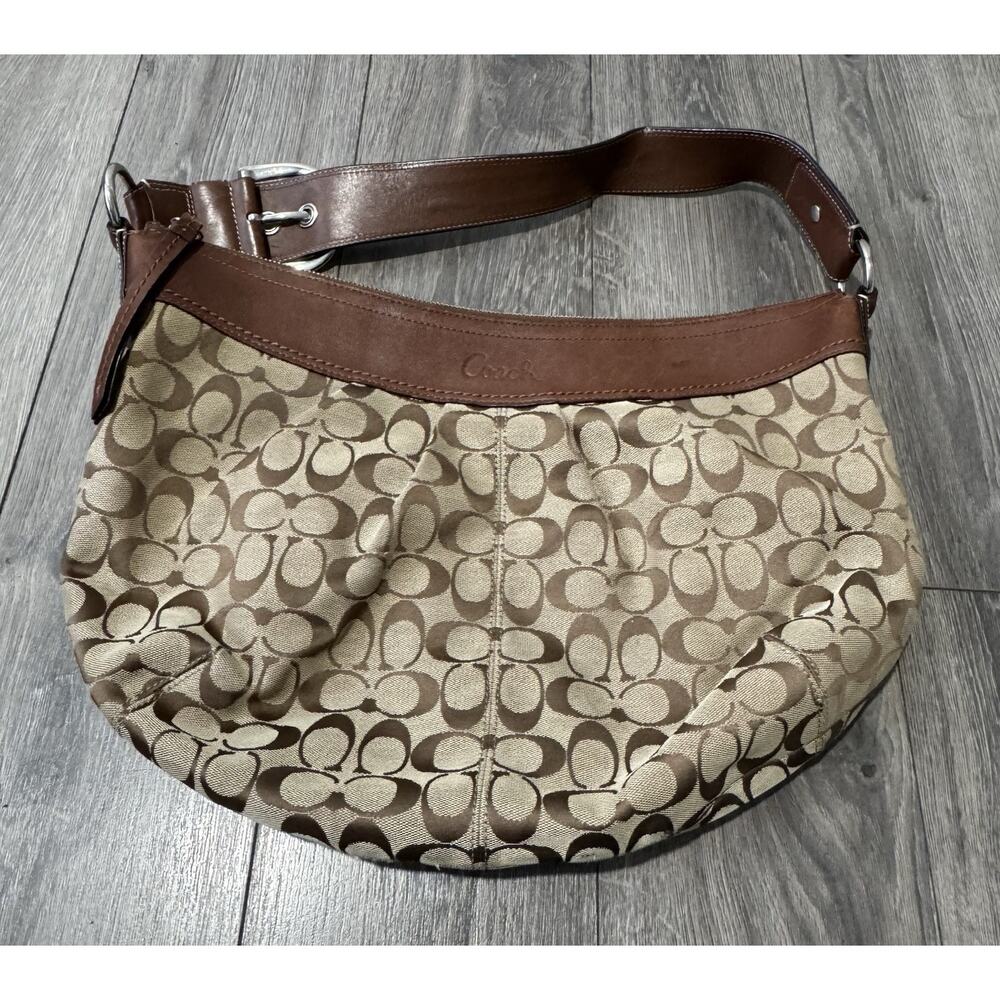 Coach Canvas Leather Hobo Purse